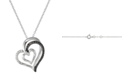 Macy's Black & White Diamond Heart 18" Pendant Necklace (1/4 ct. t.w.) in Sterling Silver